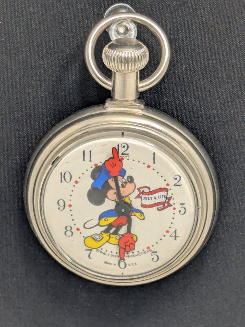 Tested Working MICKEY MOUSE POCKET WATCH JULY 4, 1776 - 1976